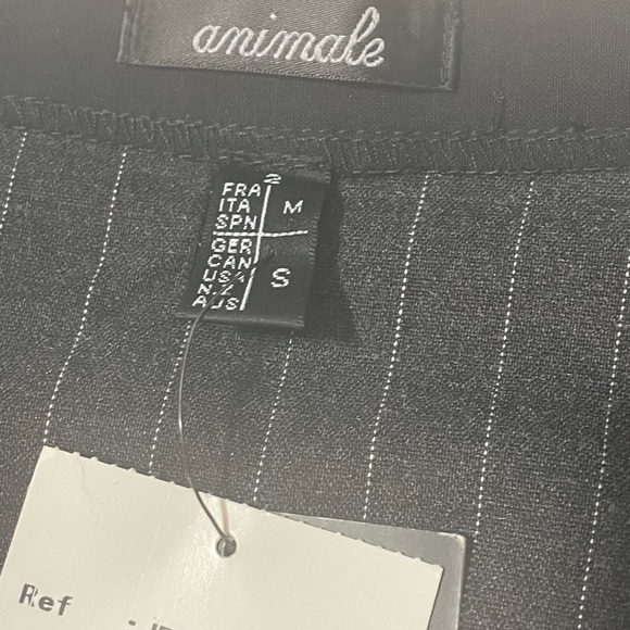 Charcoal gray pinstripe pencil skirt maxi with black side panels and border. - Picture 8 of 14